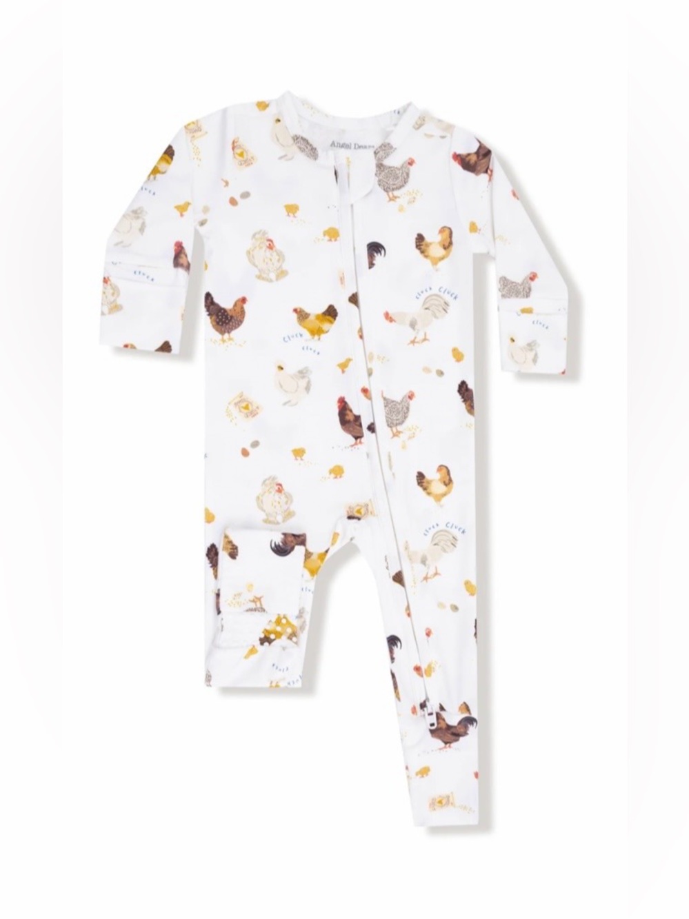 Angel Dear|Baby gender neutral Bamboo White Chicken Print Pajamas footies,Farm•